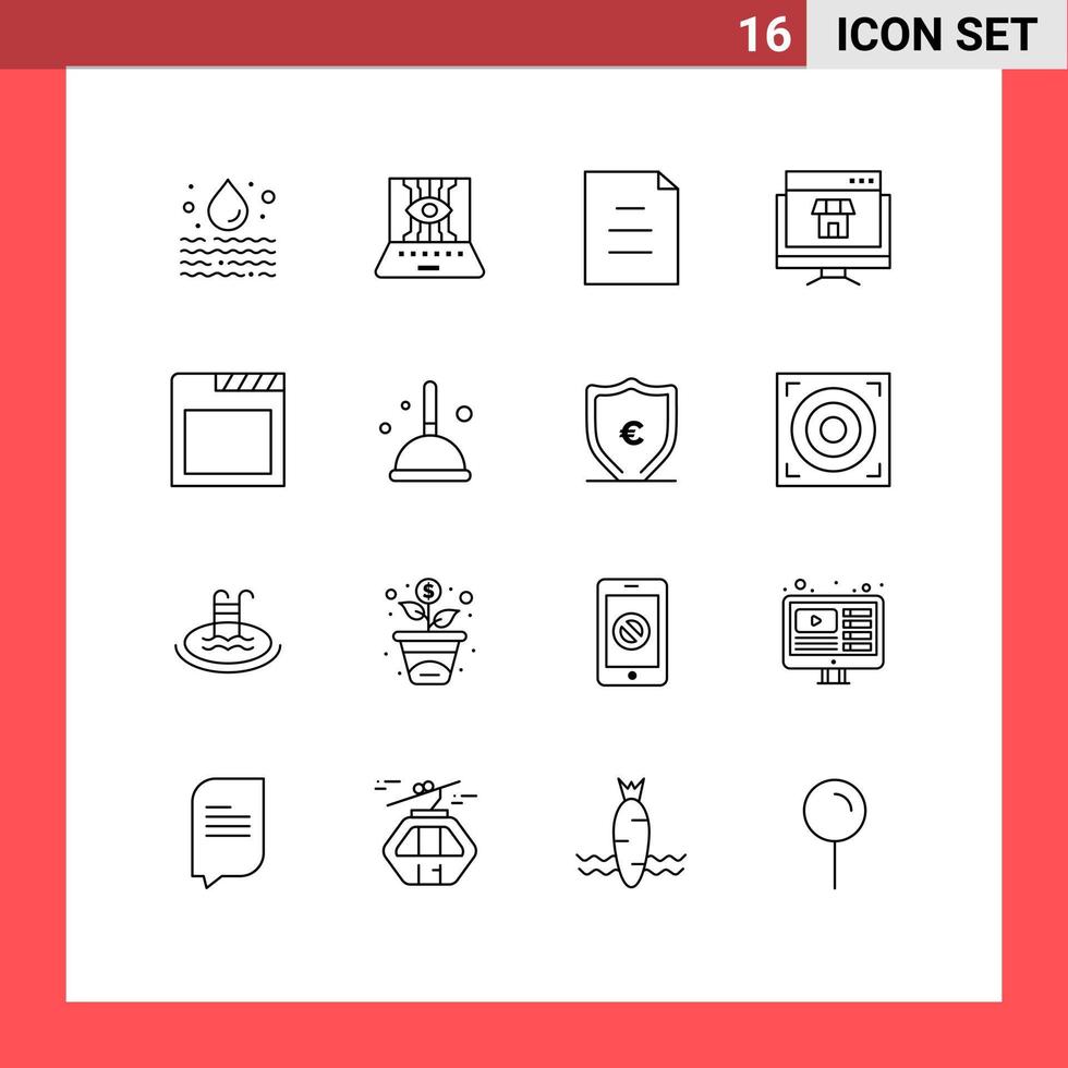 gruppo di 16 lineamenti segni e simboli per App in linea tecnologia mercato computer modificabile vettore design elementi