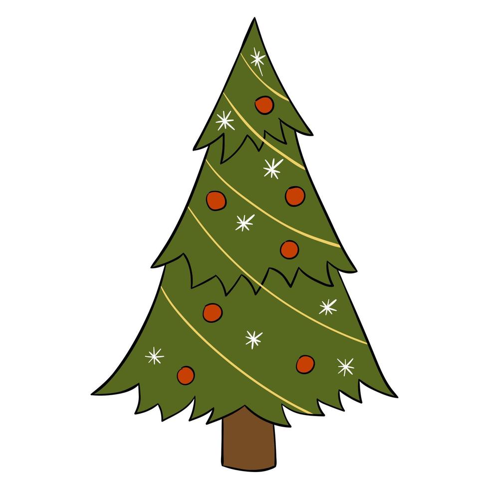 cartone animato Natale albero. vettore illustrazione su un' bianca sfondo.