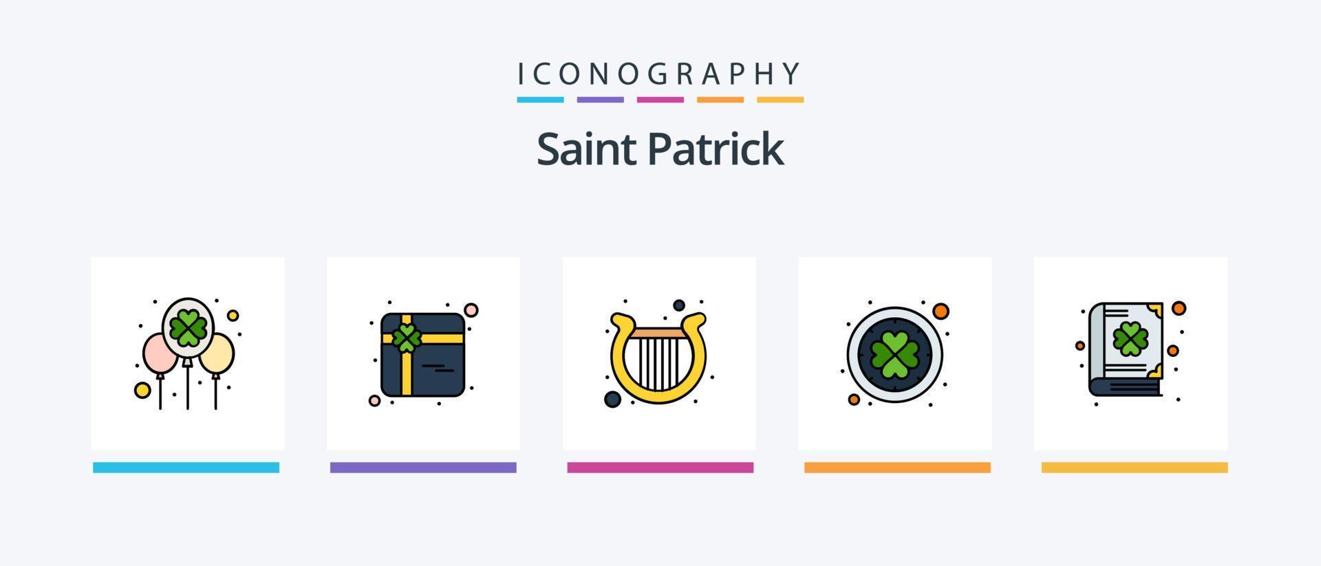 santo patrick linea pieno 5 icona imballare Compreso mobile. irlandesi giorno. contento. carta. Festival. creativo icone design vettore
