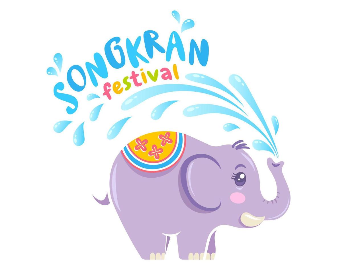 logo vettoriale per il festival di Songkran in Thailandia con elefante su sfondo isolato. emblema per il festival dell'acqua di Songkran.