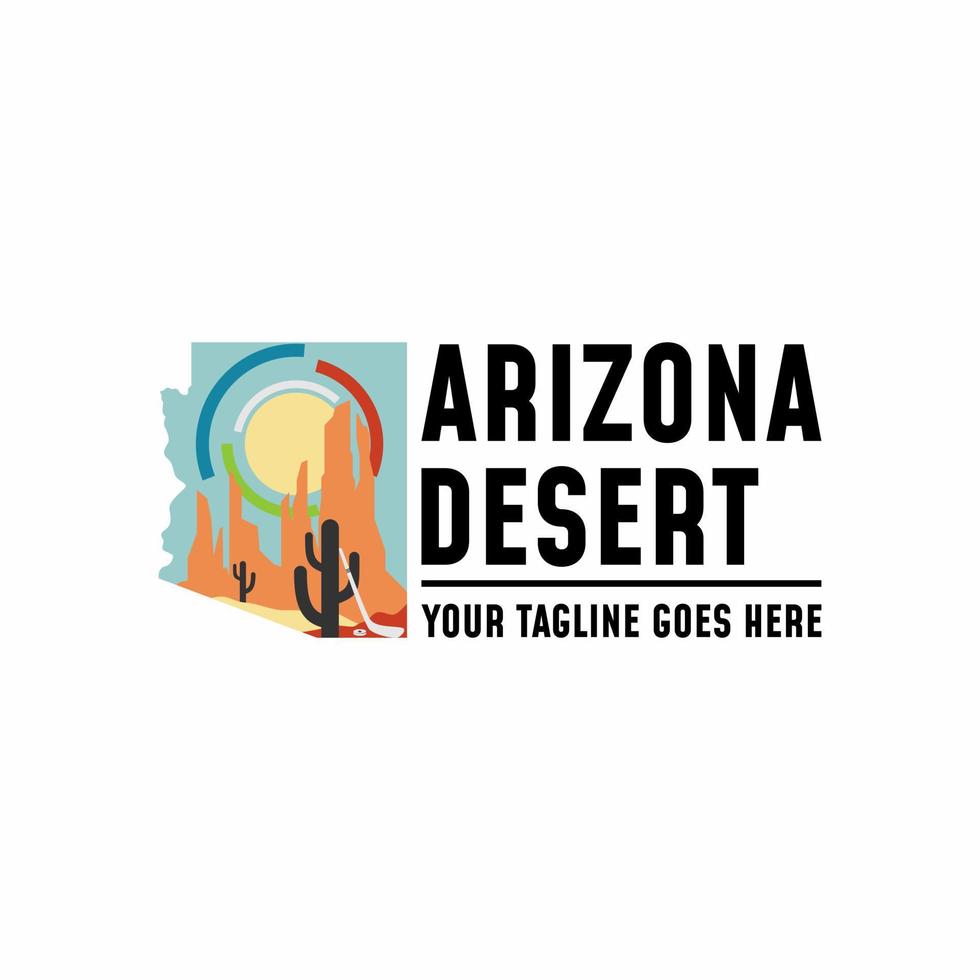 hockey bastone , deserto, cactus, sole o Luna, Arizona mappe Immagine grafico icona logo design astratto concetto vettore scorta. può essere Usato come un' simbolo relazionato per sport o deserto