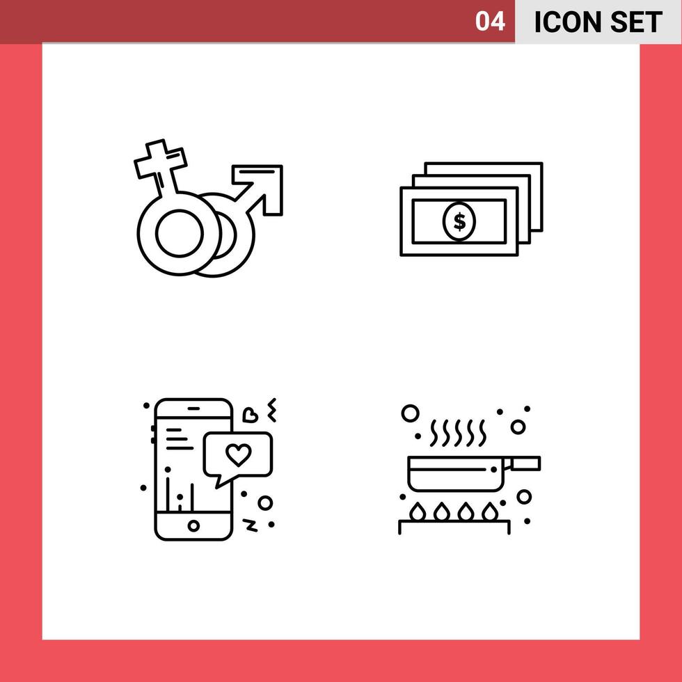 azione vettore icona imballare di 4 linea segni e simboli per Genere mobile maschio i soldi testo modificabile vettore design elementi
