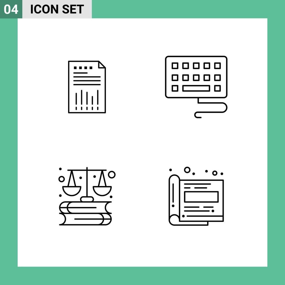 4 creativo icone moderno segni e simboli di foglio elettronico attività commerciale finanziario rapporto legislazione modificabile vettore design elementi