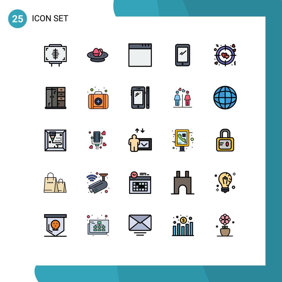 impostato di 25 moderno ui icone simboli segni per cuore androide uovo mobile Telefono modificabile vettore design elementi