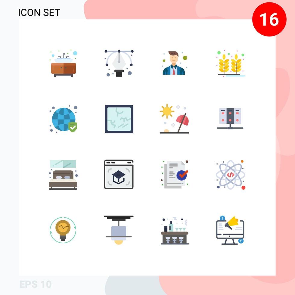 mobile interfaccia piatto colore impostato di 16 pittogrammi di verificata sicuro ufficiale globo India modificabile imballare di creativo vettore design elementi
