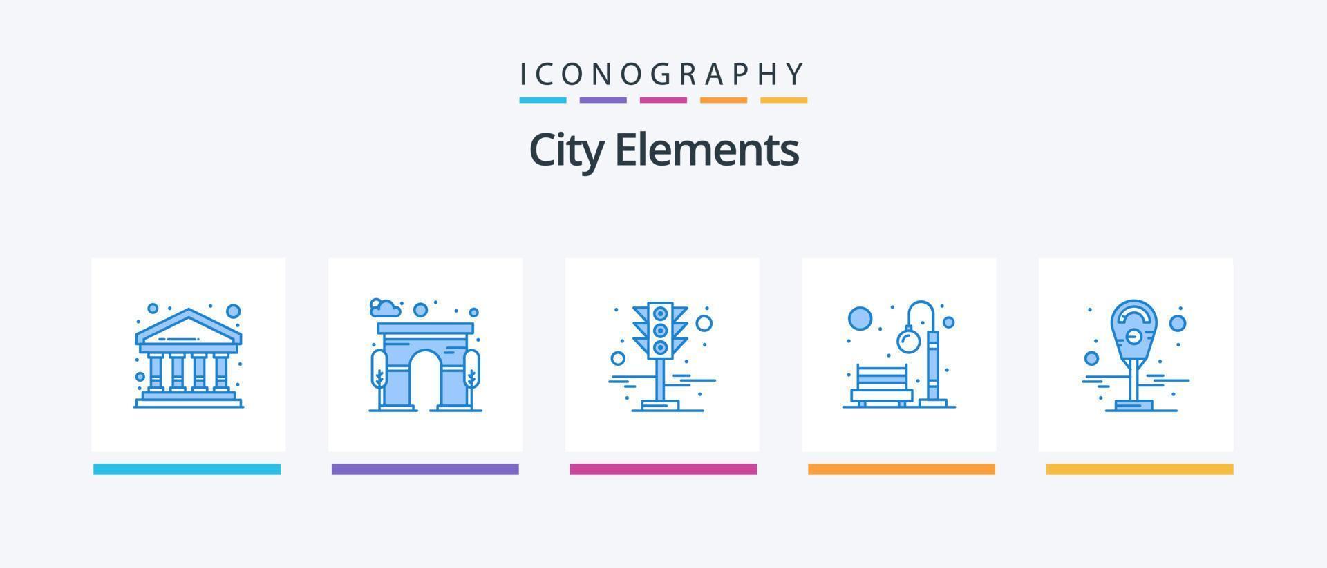 città elementi blu 5 icona imballare Compreso macchina. ricreazione. segnale. parco. panca. creativo icone design vettore