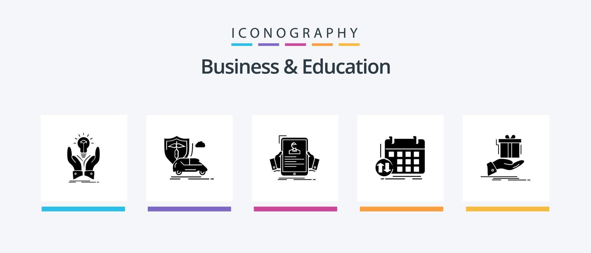 attività commerciale e formazione scolastica glifo 5 icona imballare Compreso classi. profilo. assicurazione. h. dipendente. creativo icone design vettore