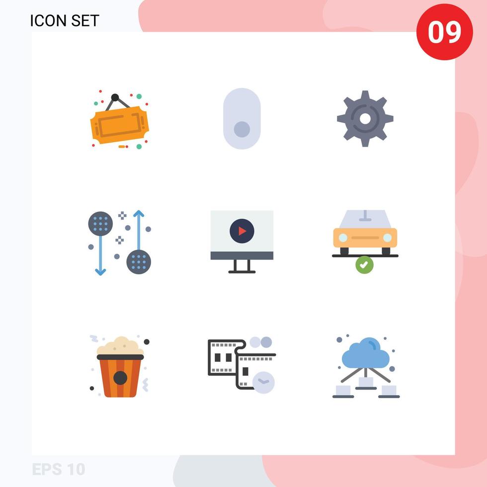 imballare di 9 creativo piatto colori di video Schermo Ingranaggio maschio fitness modificabile vettore design elementi