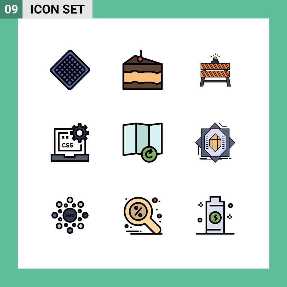 impostato di 9 moderno ui icone simboli segni per sviluppo css barriera codifica strada modificabile vettore design elementi