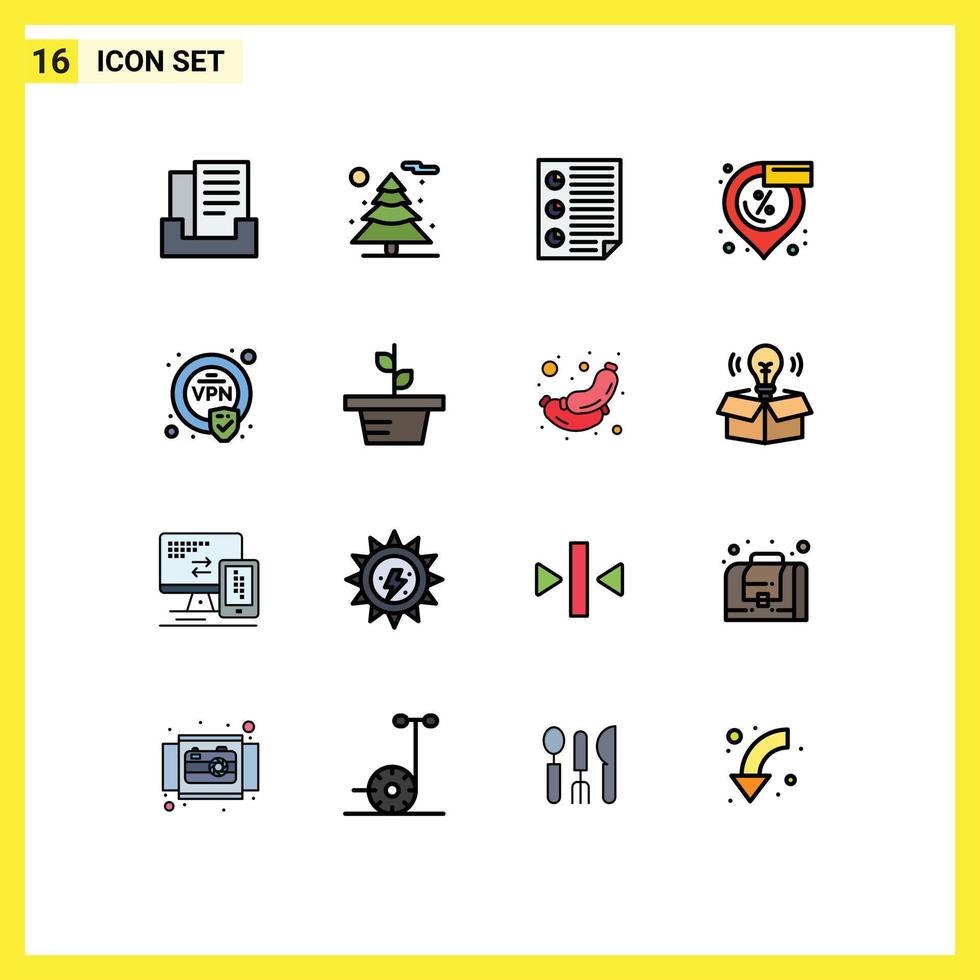 impostato di 16 moderno ui icone simboli segni per vpn crittografia quattro shopping Posizione modificabile creativo vettore design elementi