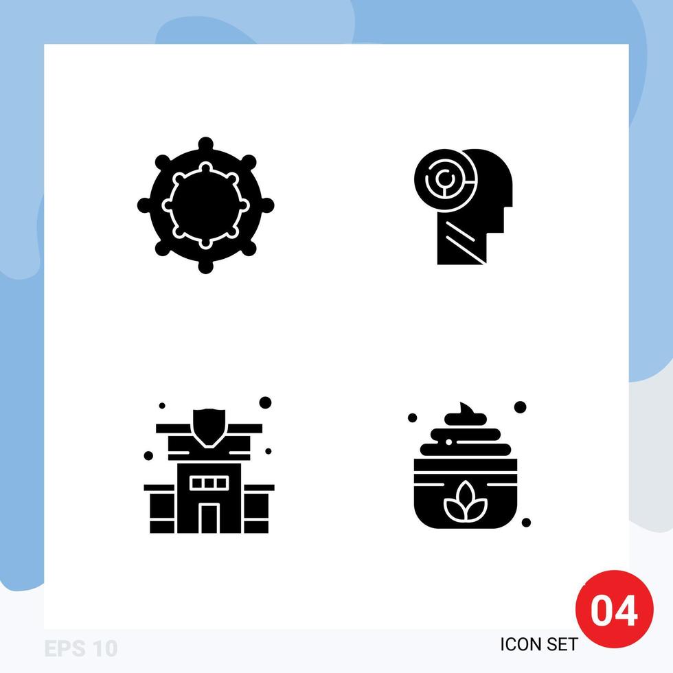 gruppo di 4 solido glifi segni e simboli per bambino sauna Giochi casa loto modificabile vettore design elementi