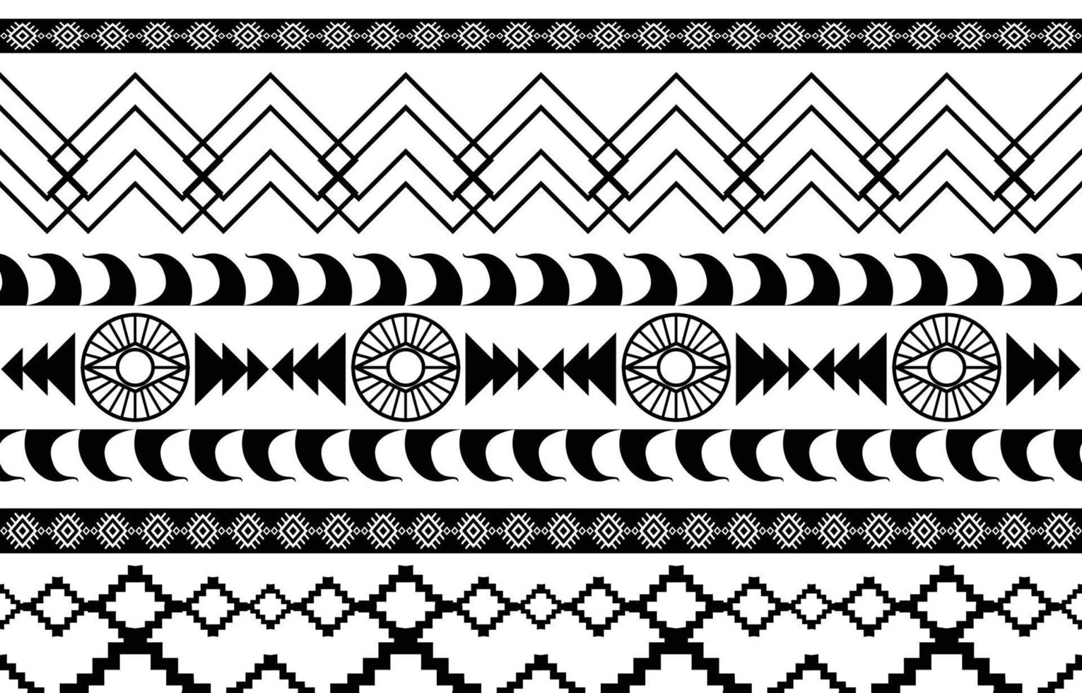 motivo geometrico etnico astratto bianco e nero tribale africano. design per sfondo o carta da parati.illustrazione vettoriale per stampare modelli di tessuto, tappeti, camicie, costumi, turbante, cappelli, tende.