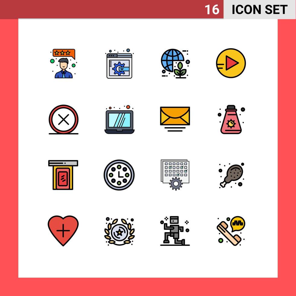 impostato di 16 moderno ui icone simboli segni per computer Elimina mondo attraversare cerchio modificabile creativo vettore design elementi