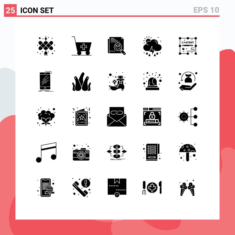 impostato di 25 moderno ui icone simboli segni per duplicare soddisfare ragnatela tempo metereologico pioggia modificabile vettore design elementi