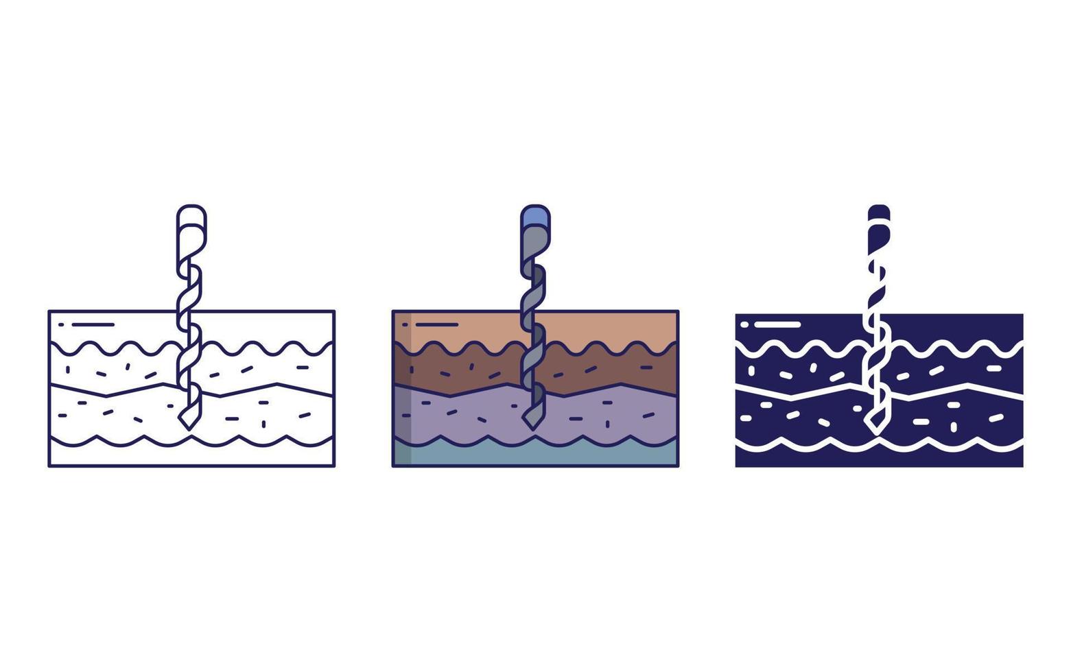 terra strati perforazione icona vettore