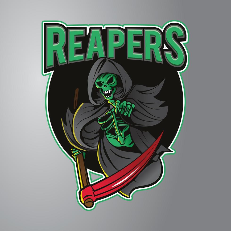 logo della mascotte del grim reaper vettore