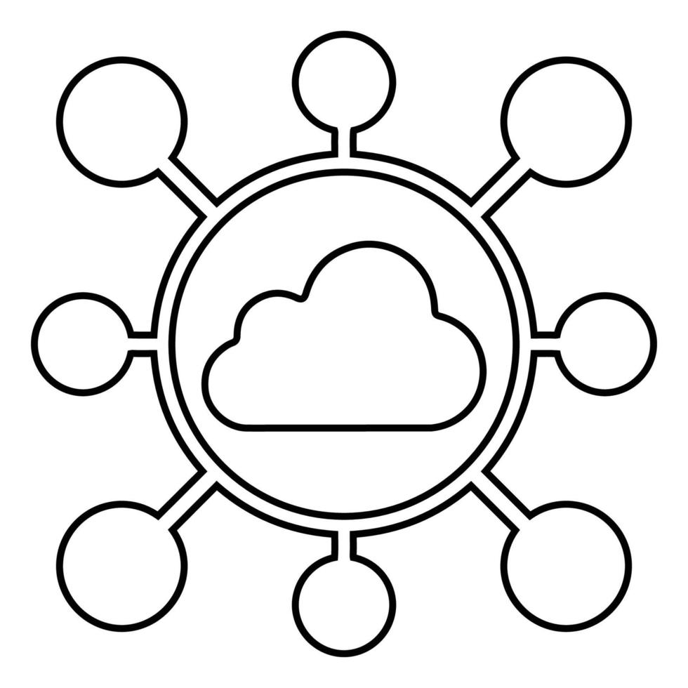 nube, connessione, media icona vettore