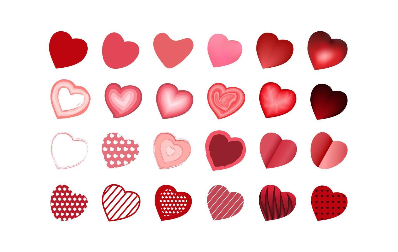 impostato cuori. rosso e rosa colori. vettore illustrazione per san valentino giorno, nozze, amore, carte, Stampa