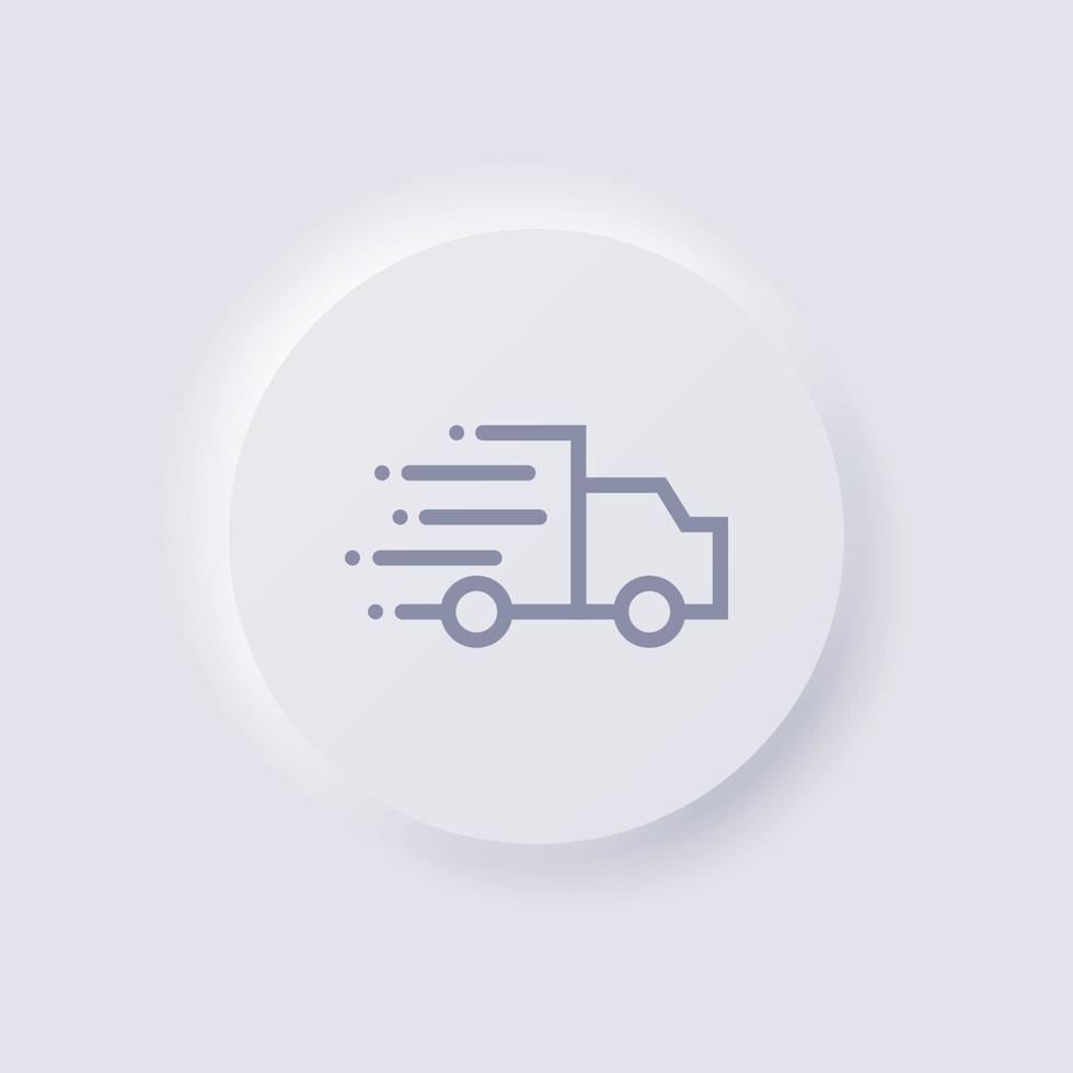 logistica camion icona con veloce consegna concetto, bianca neumorphism morbido ui design per ragnatela disegno, applicazione ui e Di più, pulsante, vettore. vettore
