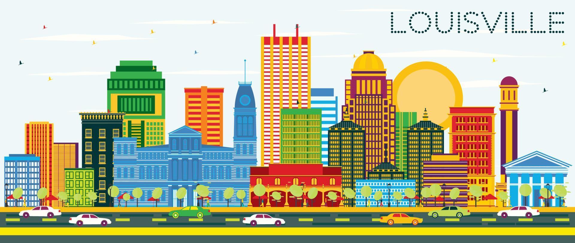 louisville Kentucky Stati Uniti d'America città orizzonte con colore edifici e blu cielo. vettore