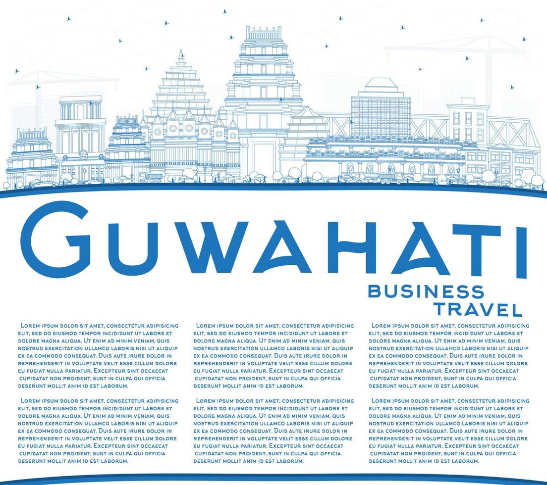 schema guwahati India città orizzonte con blu edifici e copia spazio. vettore