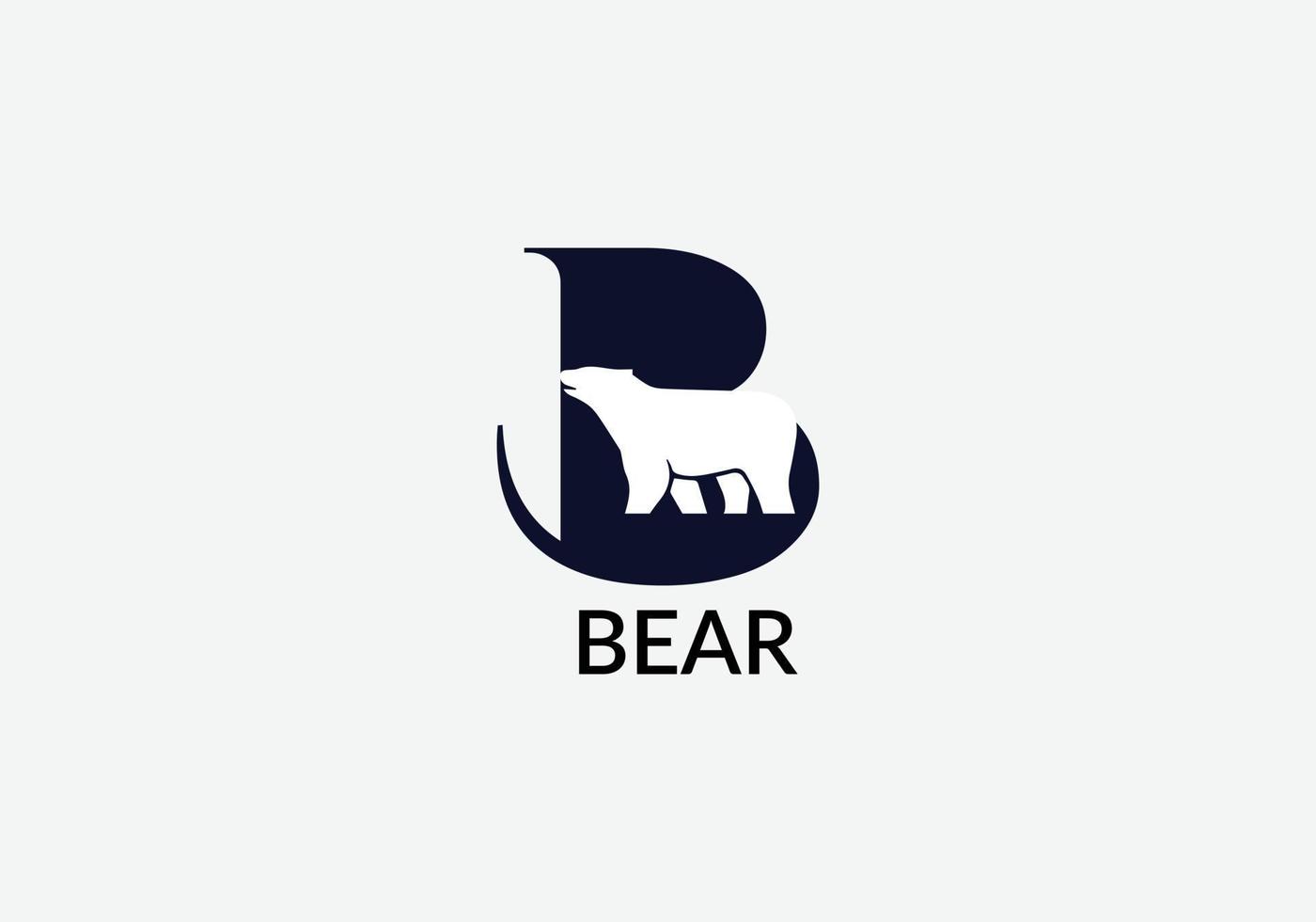 orso astratto B lettera con orso moderno emblema unico logo design vettore