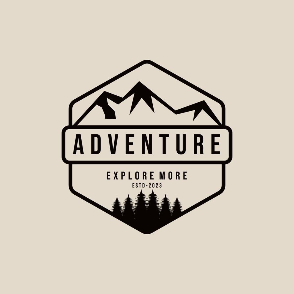 montagna avventura logo design vettore illustrazione, all'aperto avventura .