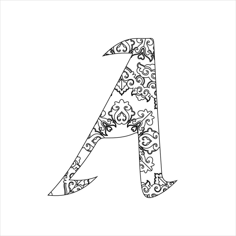 vettore alfabeto lettera mandala colorazione pagina