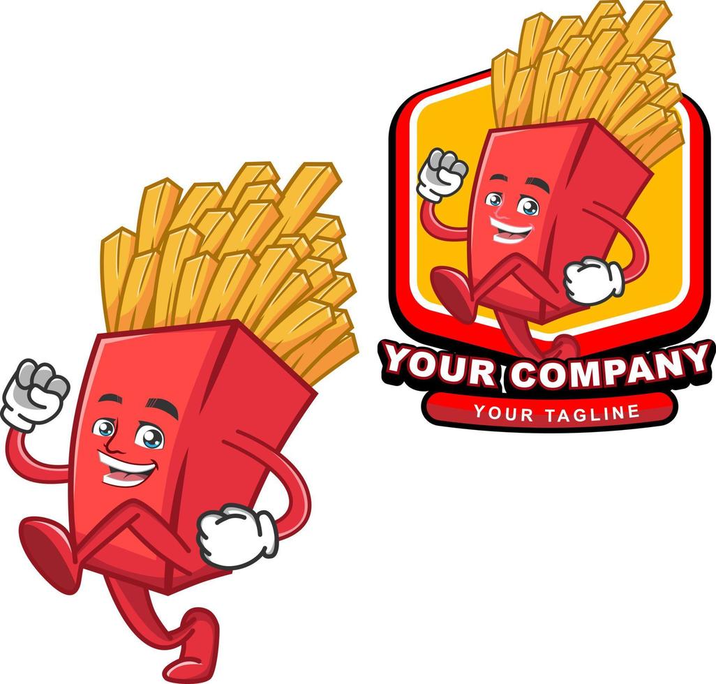 frans patatine fritte cartone animato portafortuna logo modello vettore