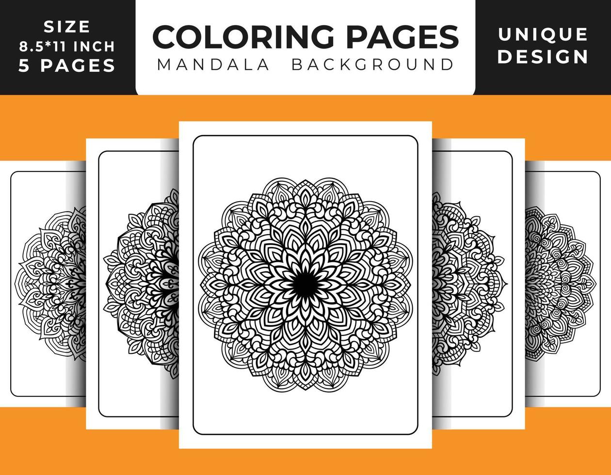 mandala floreale modello colorazione pagina per adulti rilassamento, colorazione pagine mandala sfondo, nero e bianca mandala colorazione pagine, mandala mano disegnato delineato linea arte modello professionista vettore