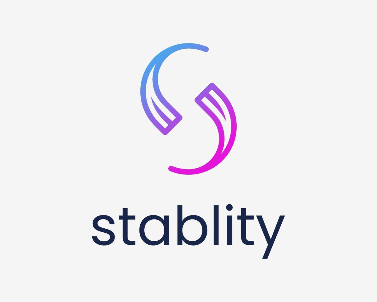 lettera S astratto stabilità equilibrio soluzione progresso rotazione movimento innovazione vettore logo design