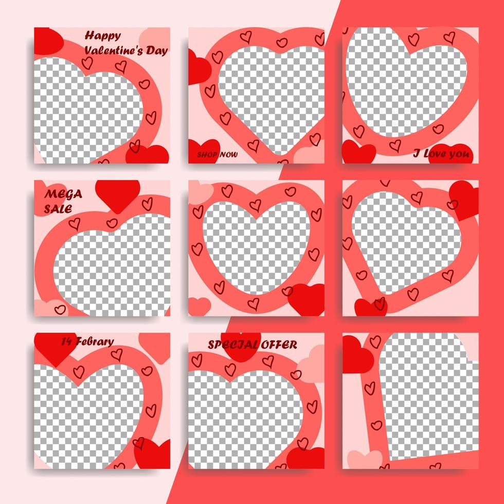 modificabile sociale media inviare per San Valentino giorno con rosa toni. il concetto di saluti per febbraio 14 nel sociale reti. vettore