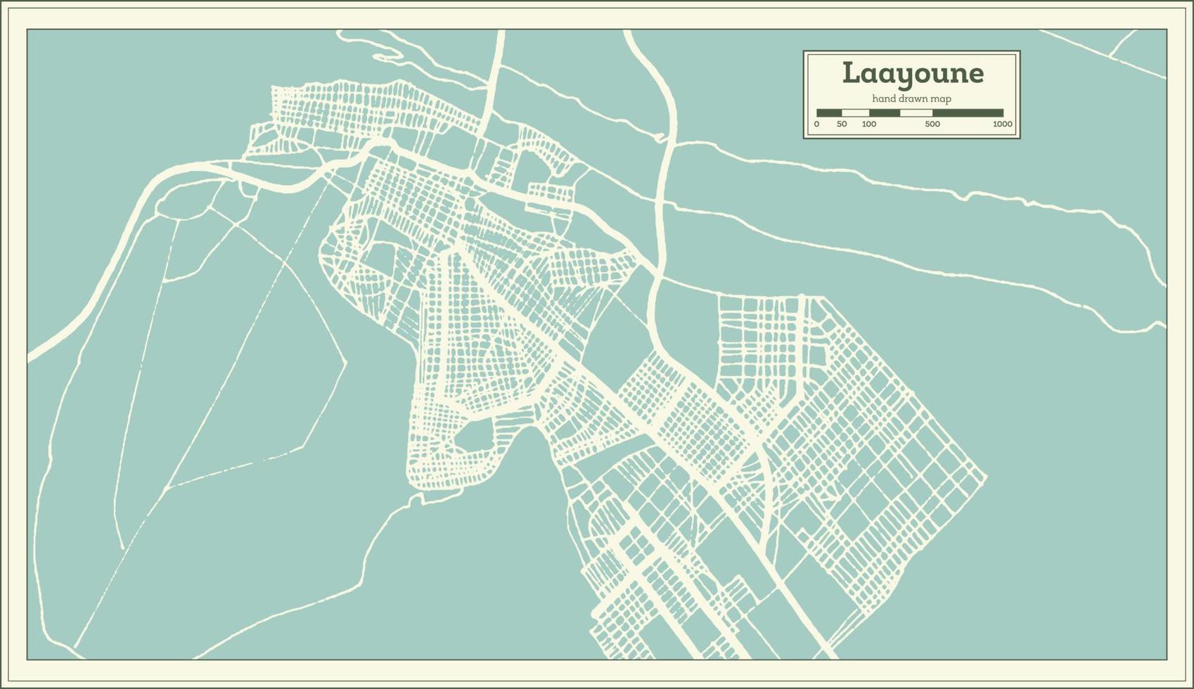 laayoune sahara città carta geografica nel retrò stile. schema carta geografica. vettore