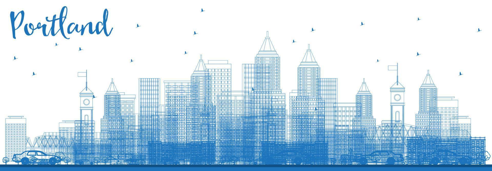 schema portland Stati Uniti d'America orizzonte con blu edifici. vettore