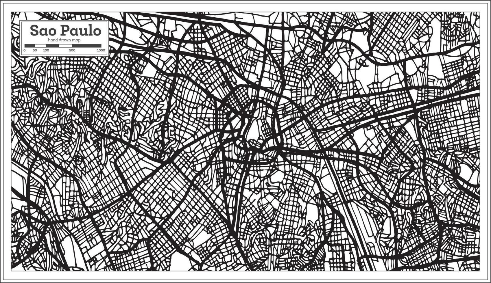 sao paulo brasile città carta geografica nel nero e bianca colore. vettore