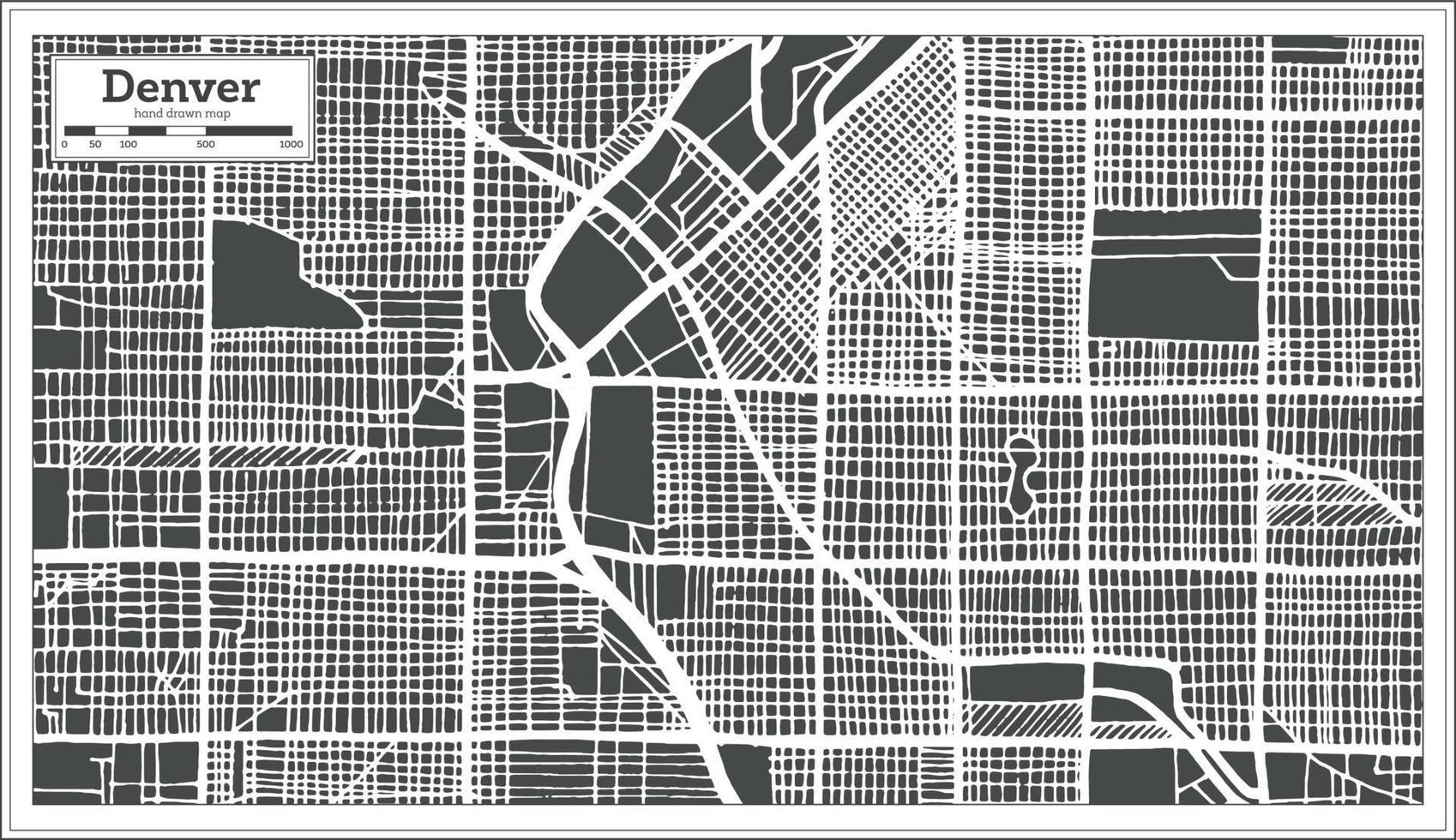 Denver Stati Uniti d'America città carta geografica nel retrò stile. schema carta geografica. vettore