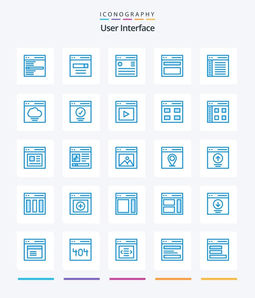 creativo utente interfaccia 25 blu icona imballare come come comunicazione. app. menù. . menù vettore
