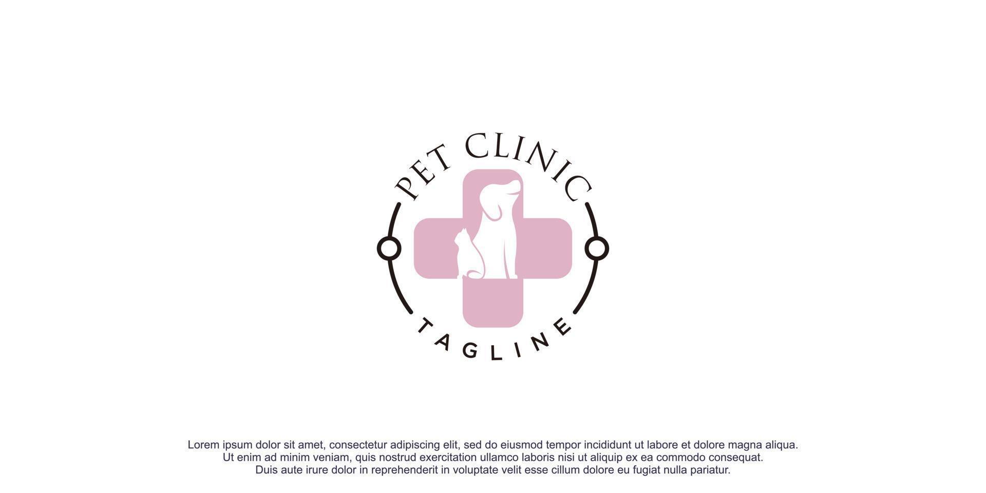 animale domestico clinica logo design icona vettore illustrazione