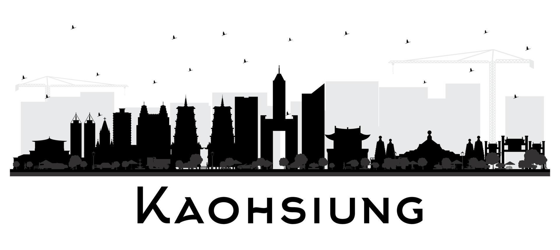 kaohsiung Taiwan città orizzonte silhouette con nero edifici isolato su bianca. vettore