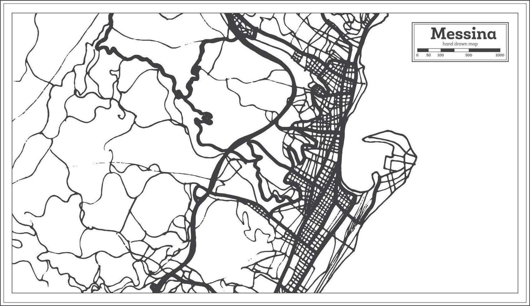 messina Italia città carta geografica nel retrò stile. schema carta geografica. vettore