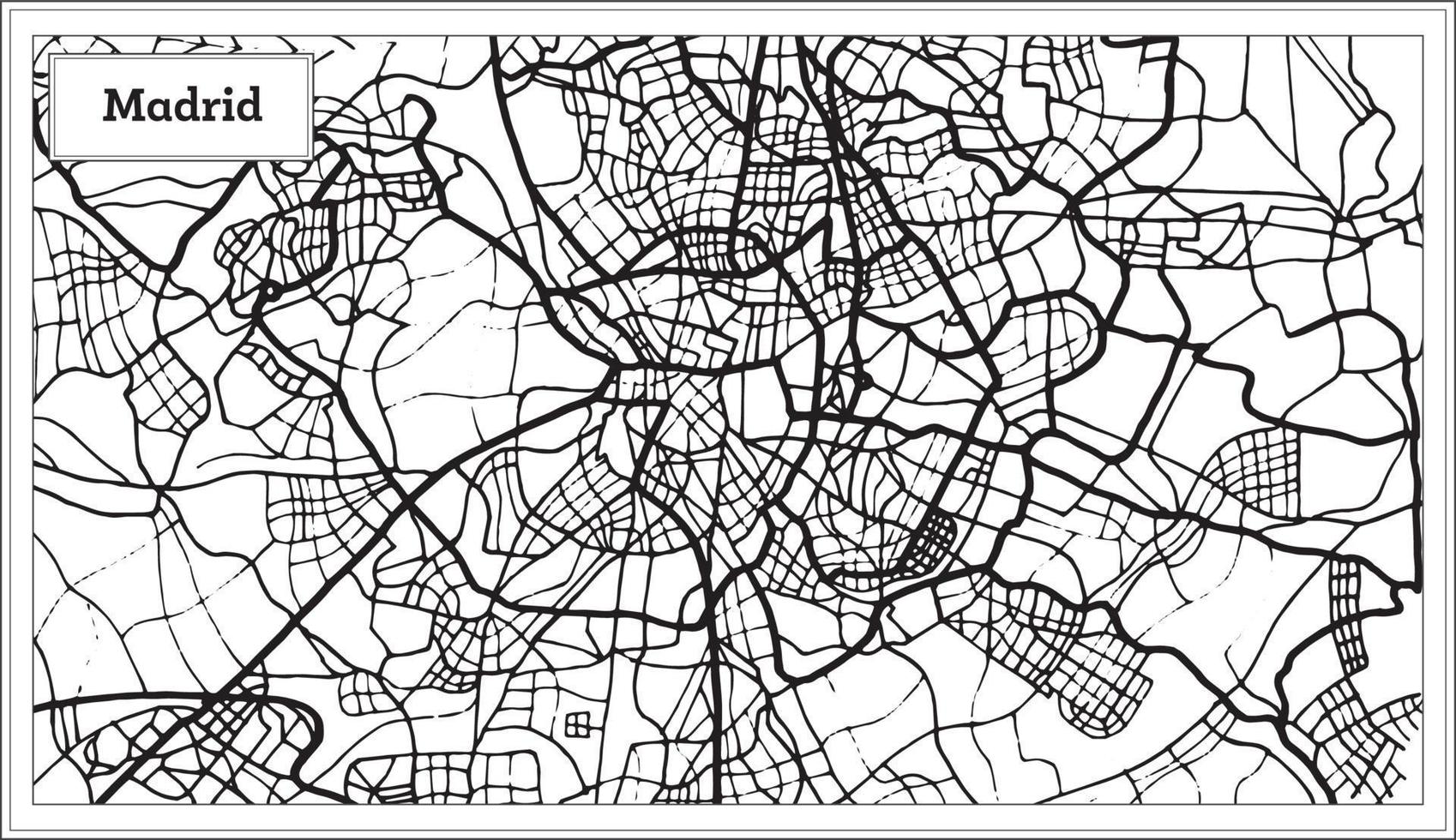 Madrid Spagna carta geografica nel nero e bianca colore. vettore