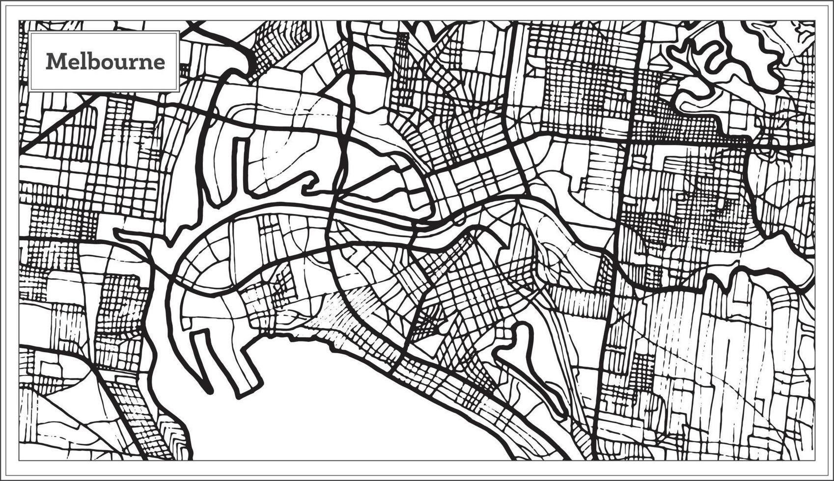 melbourne Australia carta geografica nel nero e bianca colore. vettore