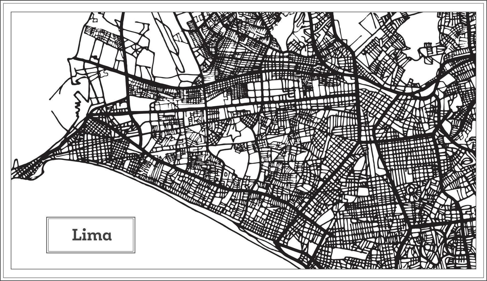 Lima Perù città carta geografica nel nero e bianca colore. vettore