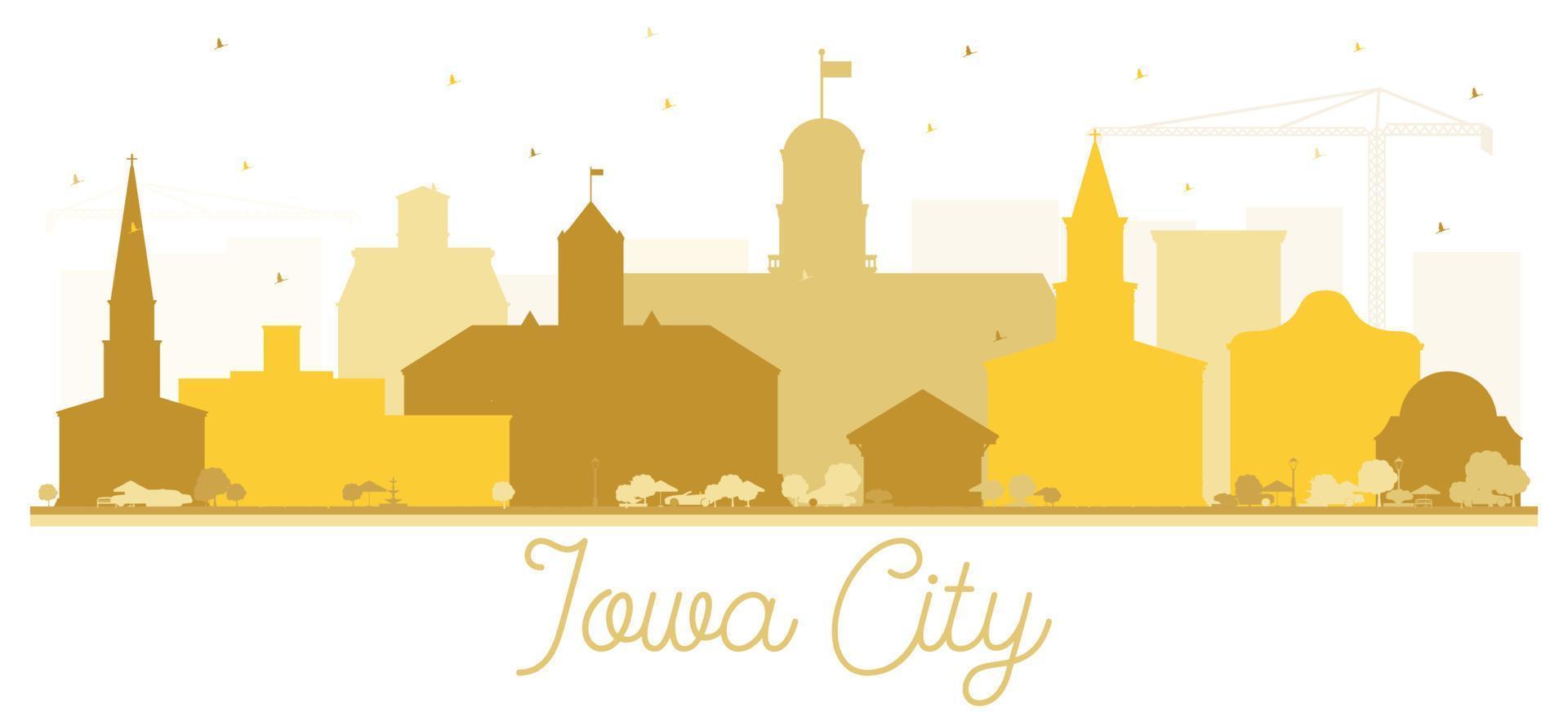 Iowa città orizzonte d'oro silhouette. vettore