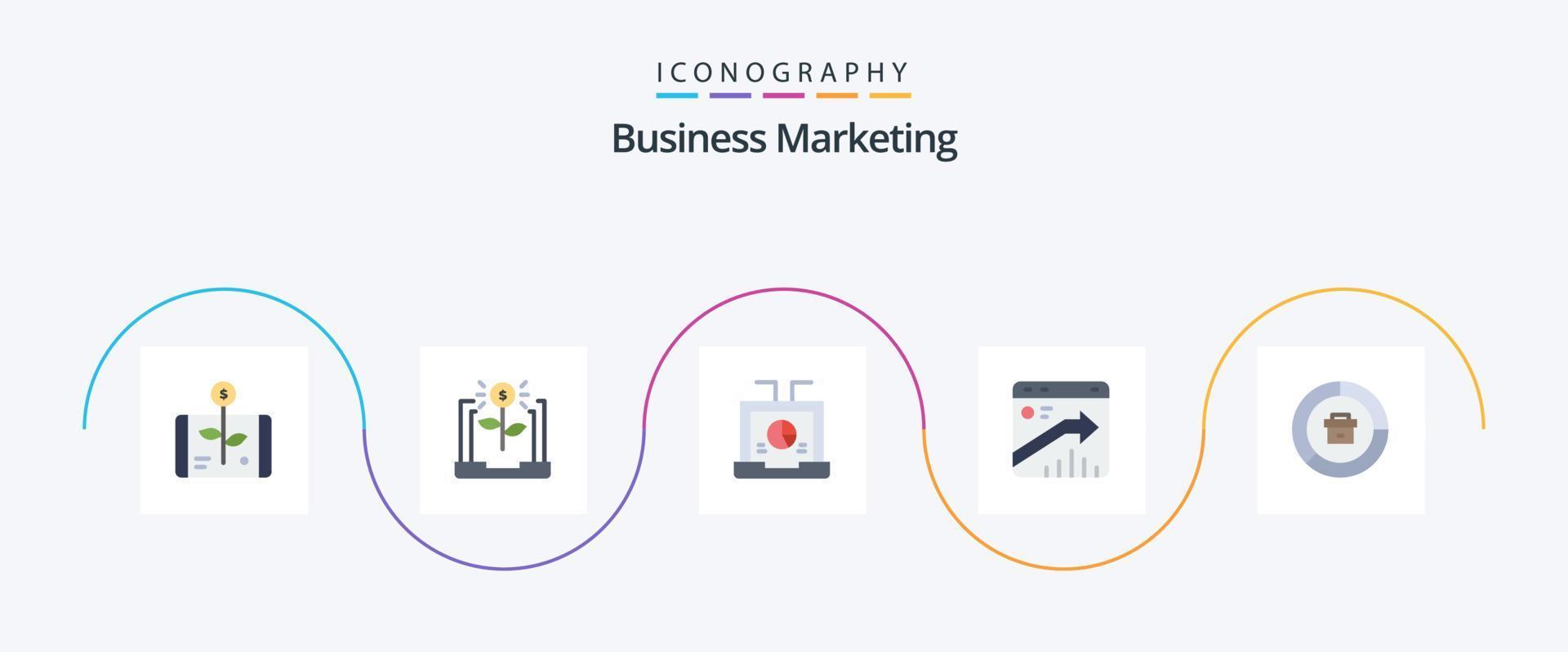 attività commerciale marketing piatto 5 icona imballare Compreso crescita. freccia. finanziario. seo. il computer portatile vettore