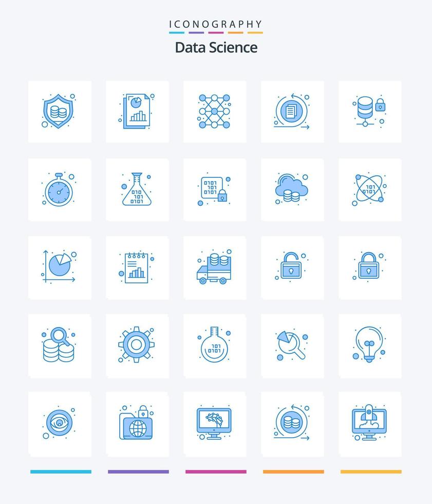 creativo dati scienza 25 blu icona imballare come come serratura. dati processi. sbarra. interfaccia. rapporto vettore