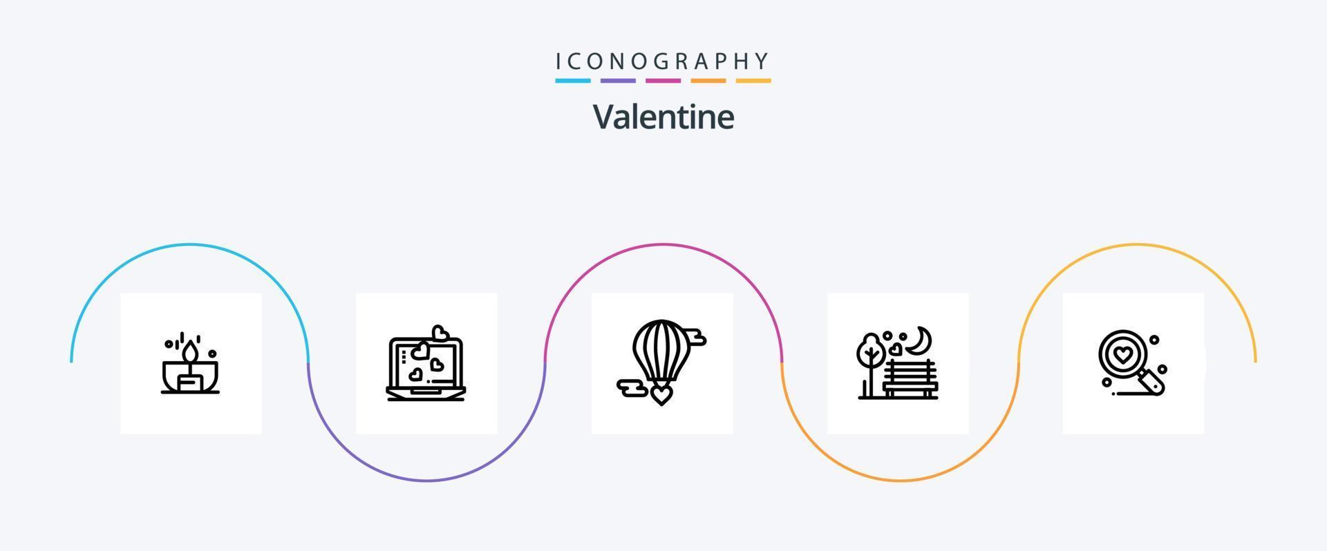 San Valentino linea 5 icona imballare Compreso volante cuore. giorno. amore. san valentino. nozze vettore