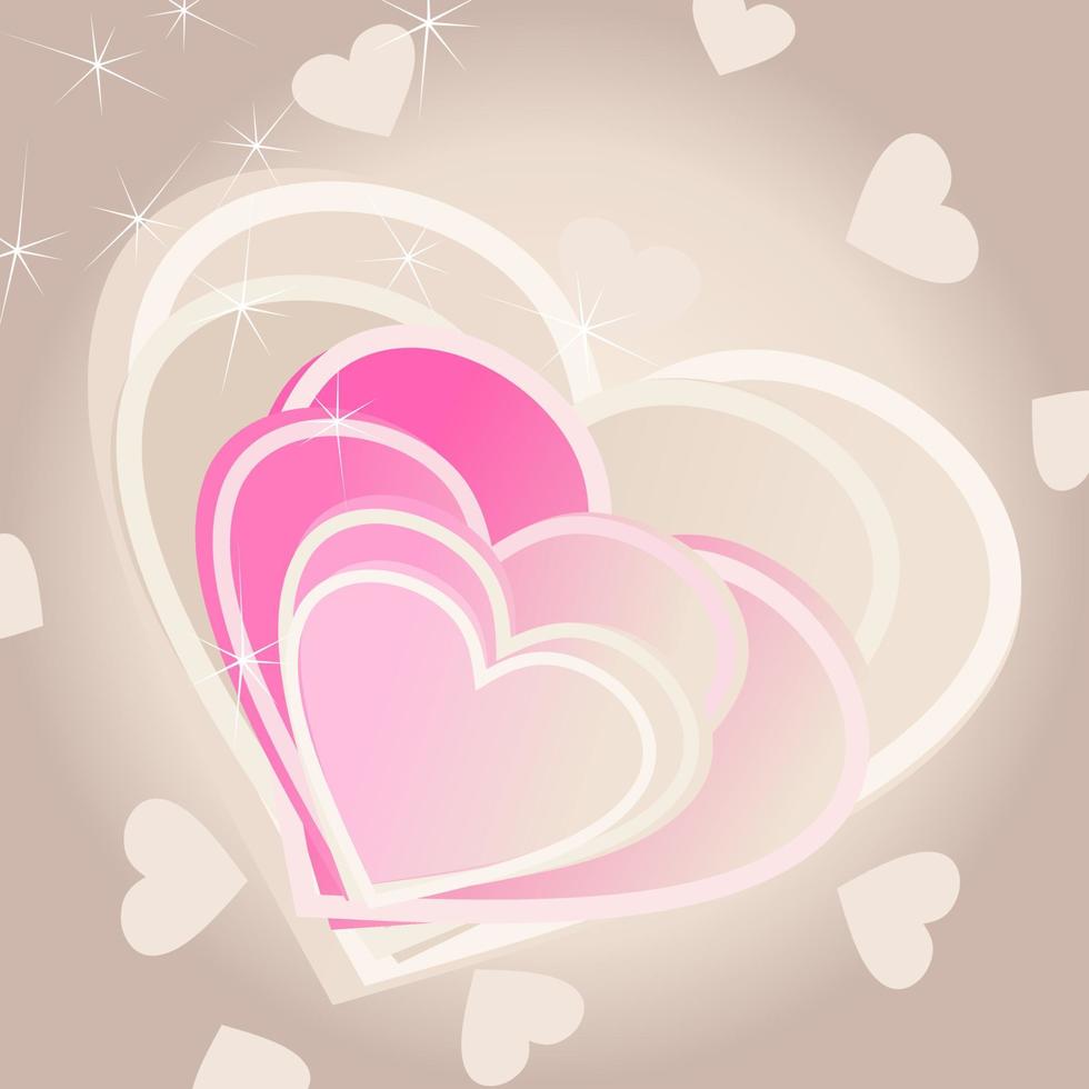 rosa cuore su un' grigio sfondo. un' vettore illustrazione