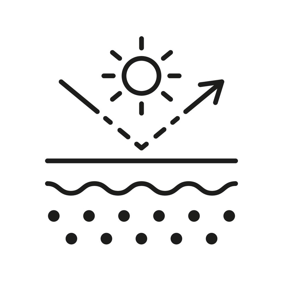 fermare ultra viola e spf crema concetto linea icona. bloccare solare luce. uv protezione pelle cartello. riflettere ultravioletto radiazione a partire dal pelle schema pittogramma. modificabile ictus. isolato vettore illustrazione.