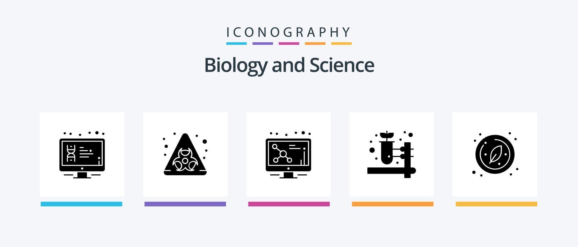 biologia glifo 5 icona imballare Compreso ricerca. biologia. atomo. omeopatia. erbaceo farmacia. creativo icone design vettore